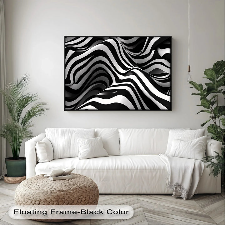 Liquid Rhythm – Abstract Flow Black & White Canvas Print - MyPhotoStation