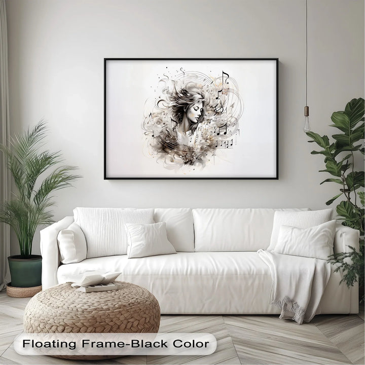 Abstract Woman with Musical Notes - Music Canvas Prints - MyPhotoStation