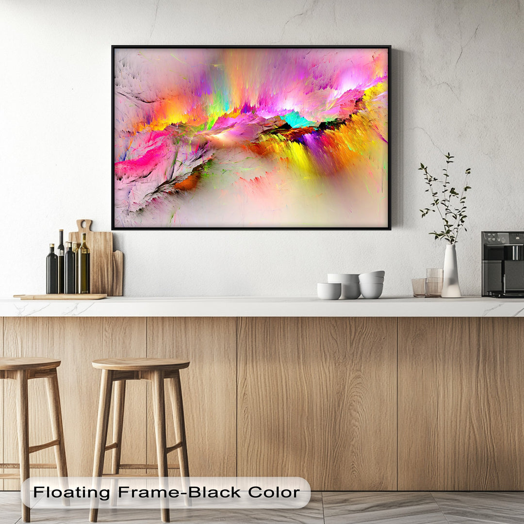 Angular, jagged geometric peaks and valleys burst with vibrant color in this dynamic abstract canvas print, creating stunning canvas pictures.