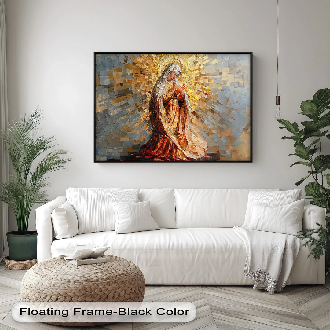 Radiant Grace – Virgin Mary Mosaic Style Canvas Print - MyPhotoStation