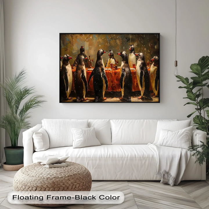 Penguin Banquet – Whimsical Animal Canvas Print - MyPhotoStation
