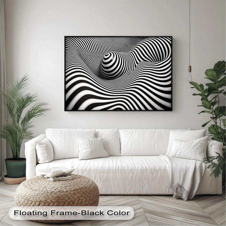 Hypnotic Spiral Wave Illusion – Black & White Canvas Print - MyPhotoStation