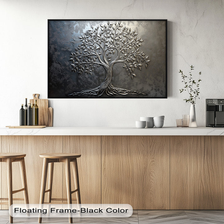 Exceptional material quality is evident in this elegant silver tree canvas print, showcasing a sculptural design as one of the best canvas prints available.