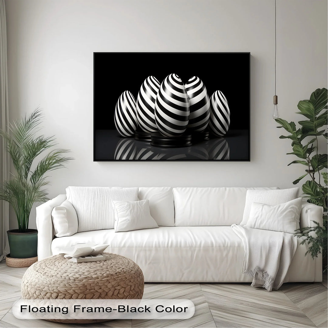 Modern Spiral Egg Pattern – Black & White Canvas Print - MyPhotoStation