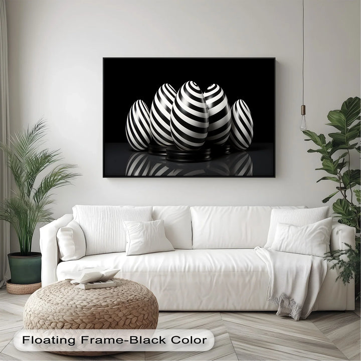 Modern Spiral Egg Pattern – Black & White Canvas Print - MyPhotoStation