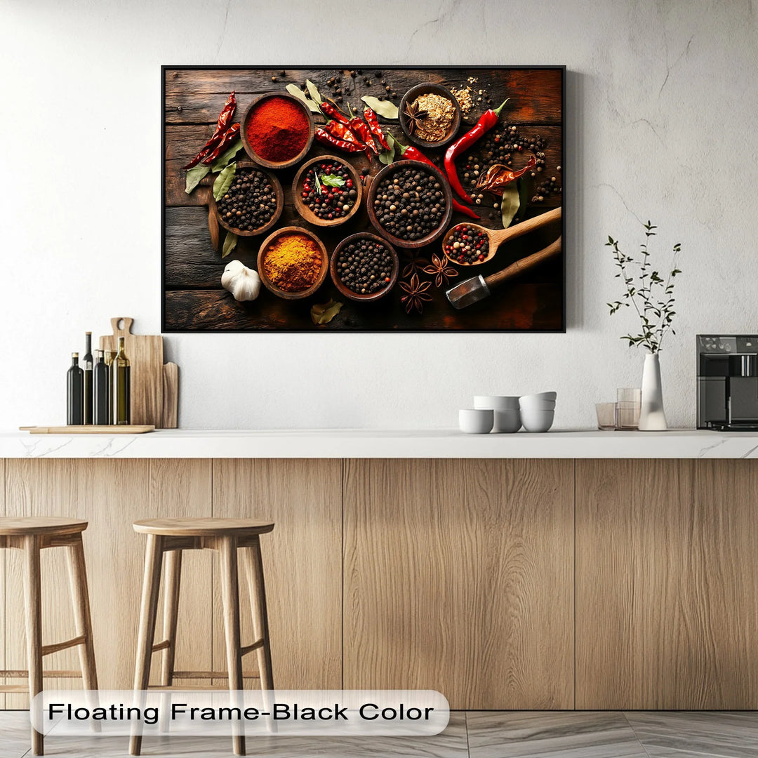 Spice Harmony – Rustic Spice Bowl Arrangement Kitchen Canvas Prints - MyPhotoStation