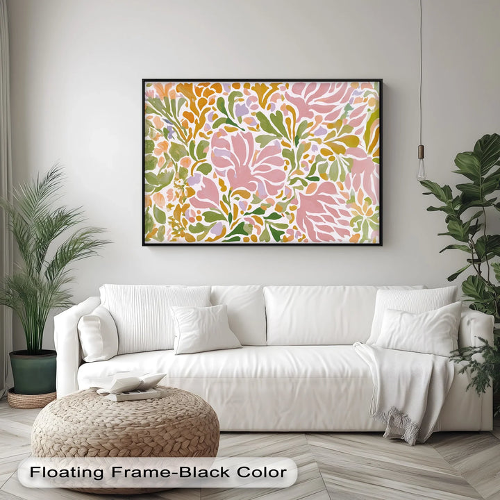Boho Floral Harmony – Pastel Botanical Pattern Canvas Print - MyPhotoStation