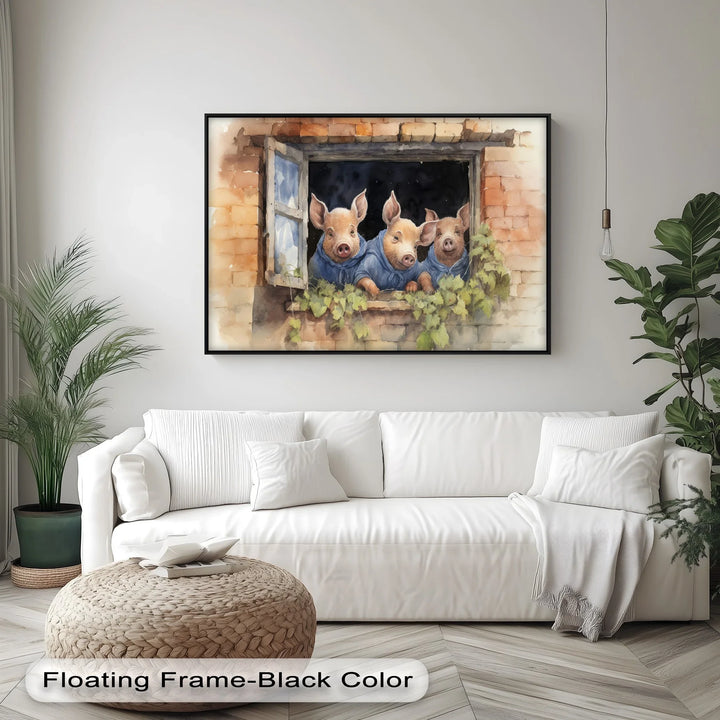 Three Little Pigs at the Window – Animal Canvas Print - MyPhotoStation
