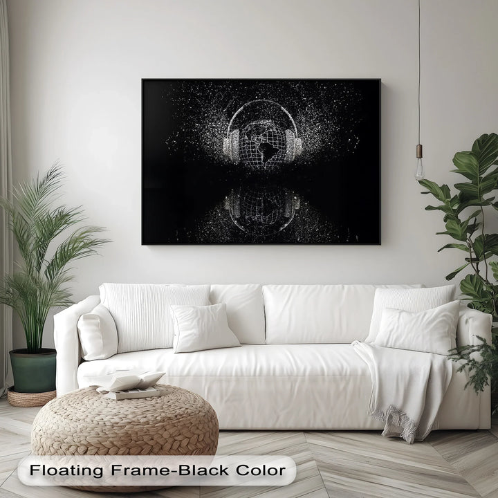 Global Soundscape – Digital Headphones World Map Canvas Print - MyPhotoStation