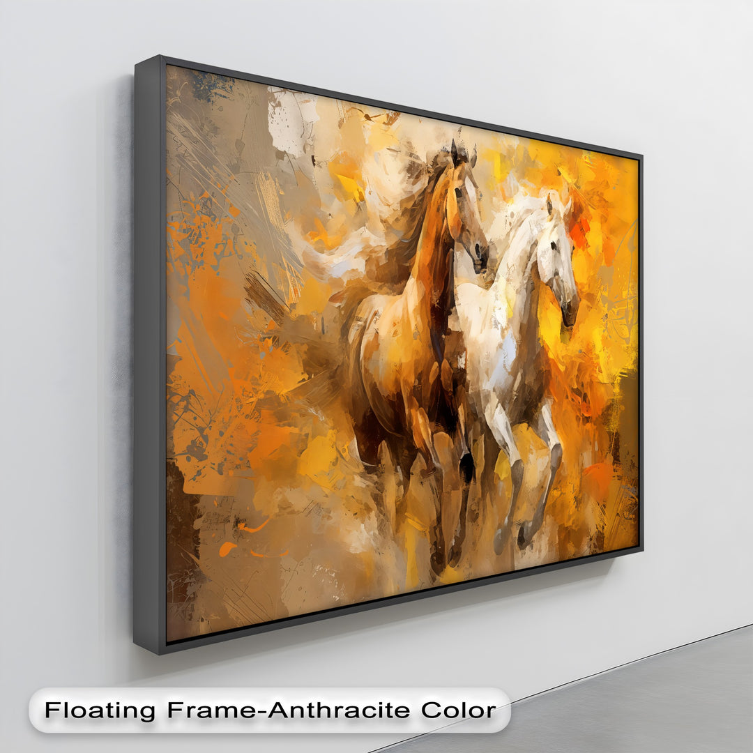 Galloping Horses Through Autumn Light - Horse Canvas Print