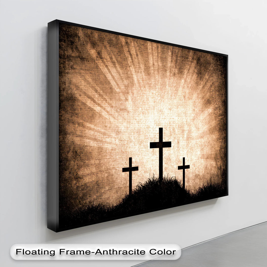 Three Crosses at Calvary – Rustic Faith Canvas Print