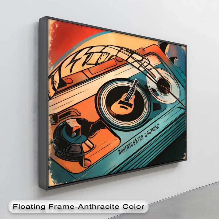 Spin & Strings – Retro Turntable with Guitar Detail Canvas Print