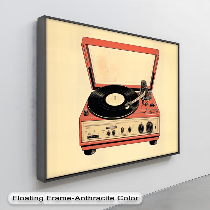 Crimson Vinyl Nostalgia – Retro Turntable Canvas Print
