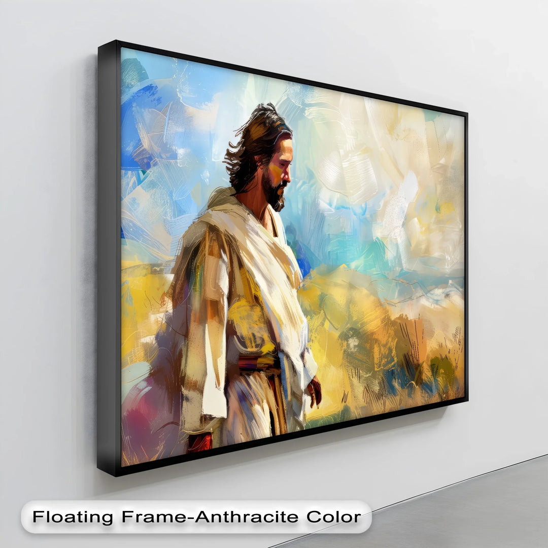 Solitude in Spirit – Abstract Jesus in the Wilderness Canvas Print