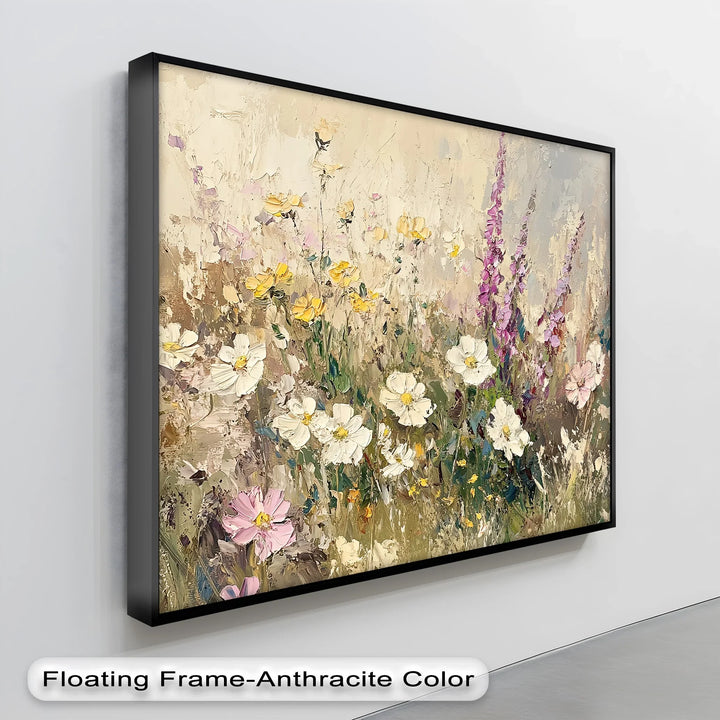 Soft Petals Symphony – Textured Wildflower Field Canvas Print - MyPhotoStation