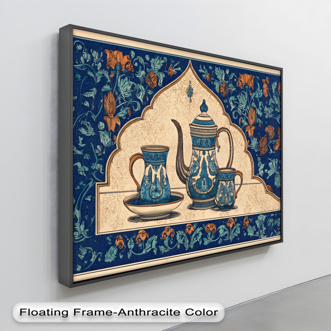 Ornate Blue Tea Set – Persian Canvas Print