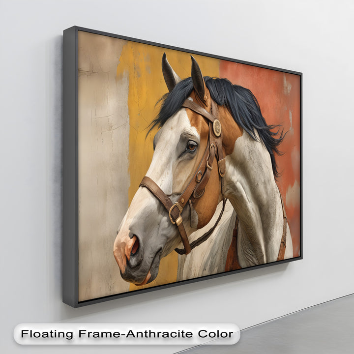 Western Spirit – Brown and White Horse Portrait Canvas Print