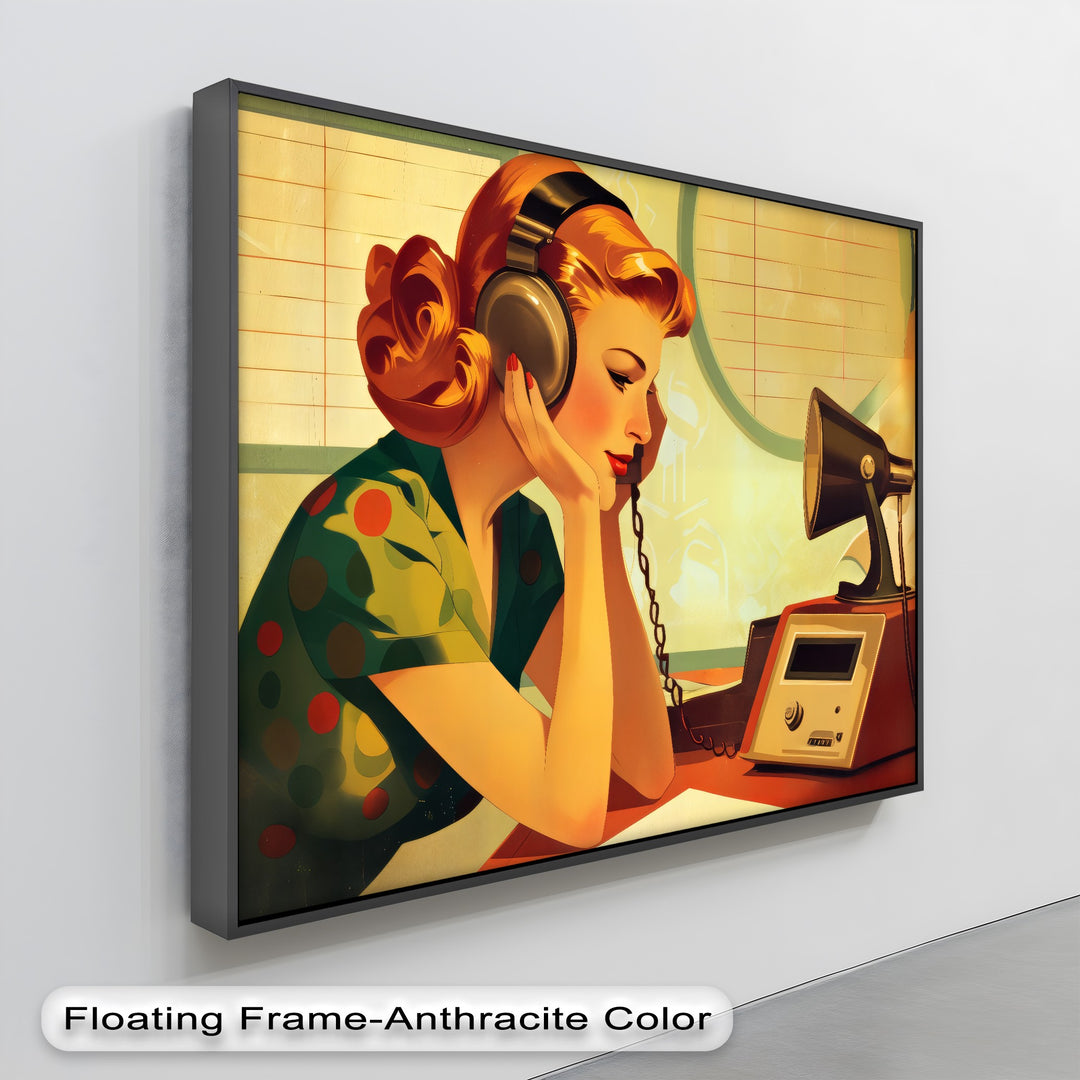 Echoes of Elegance – Retro Radio Lady Canvas Print