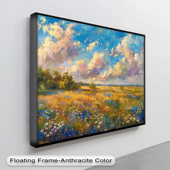 Golden Meadow Bloom – Colorful Wildflower Landscape Canvas Print - MyPhotoStation