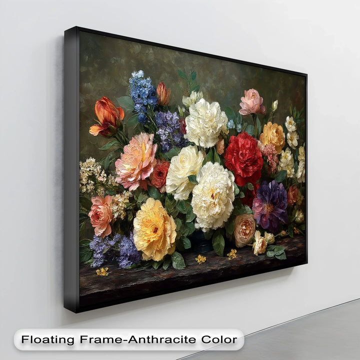 Victorian Bloom – Lush Peony & Rose Still Life Canvas Print - MyPhotoStation