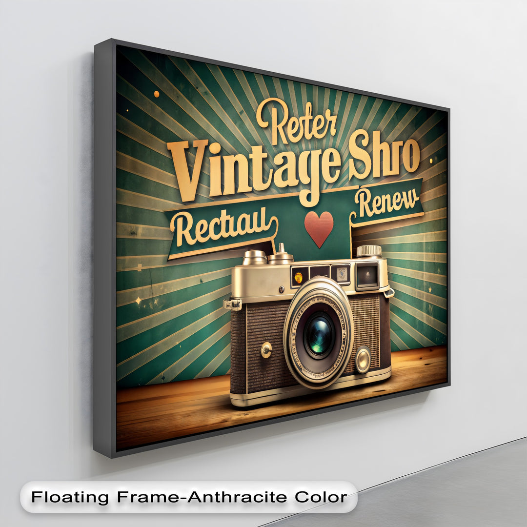 Vintage Camera with Radiant Typography - Retro Canvas Print