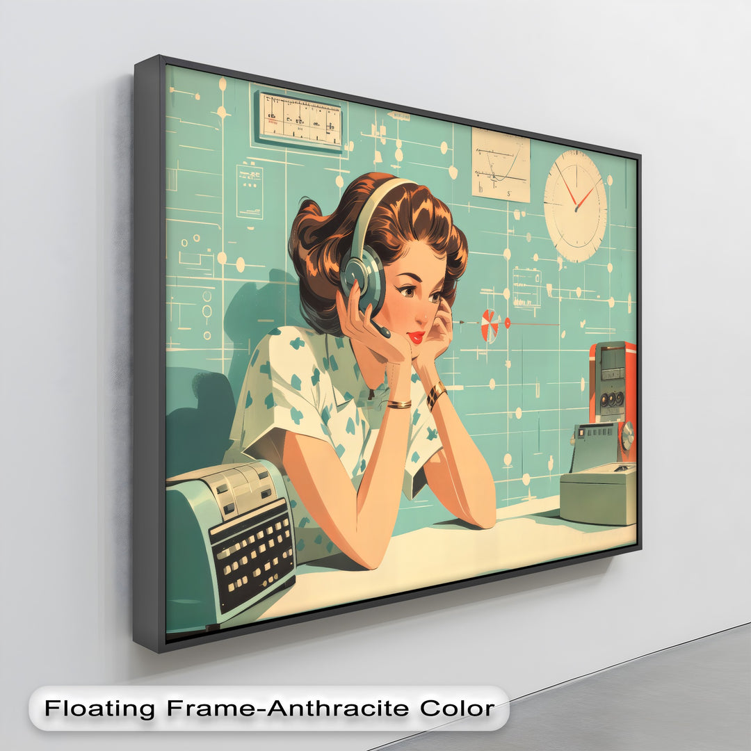 Atomic Signals – Retro Science Woman Canvas Print