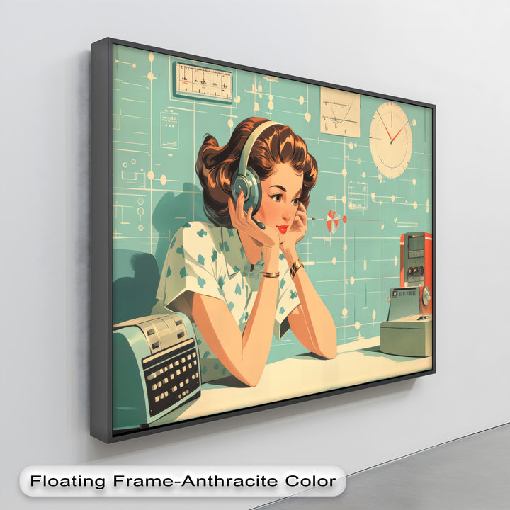 Atomic Signals – Retro Science Woman Canvas Print