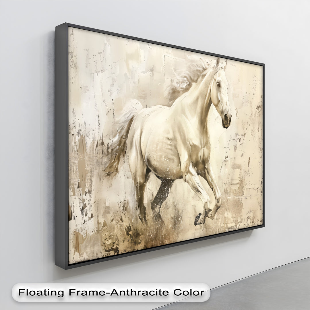 Golden Dune Spirit – Cream Stallion Abstract Canvas Print