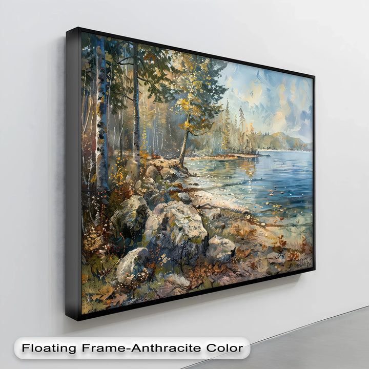 Tranquil Lakeside Morning – Serene Forest and Water Canvas Print - MyPhotoStation