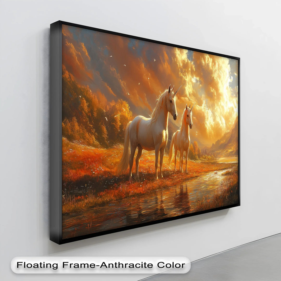 Twilight Companions – Golden Hour Unicorn Duo Canvas Print - MyPhotoStation