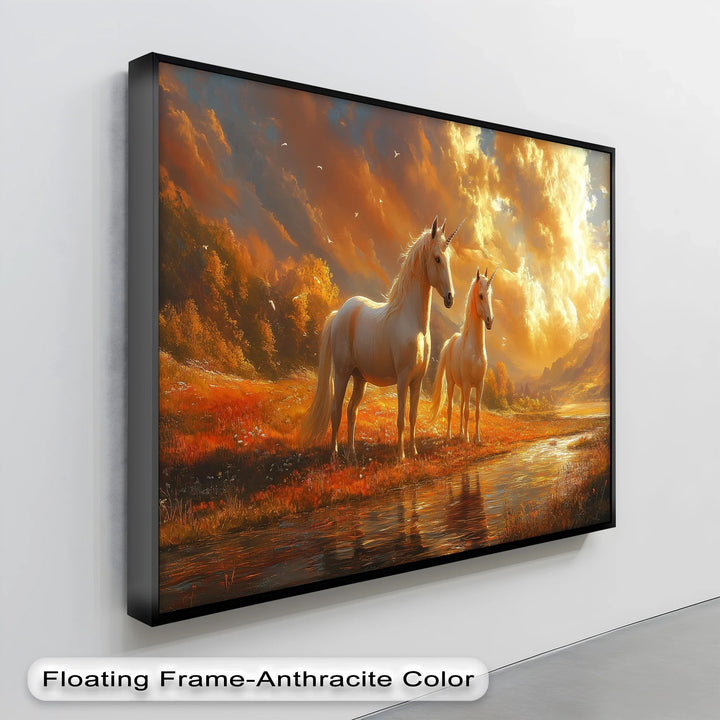 Twilight Companions – Golden Hour Unicorn Duo Canvas Print - MyPhotoStation