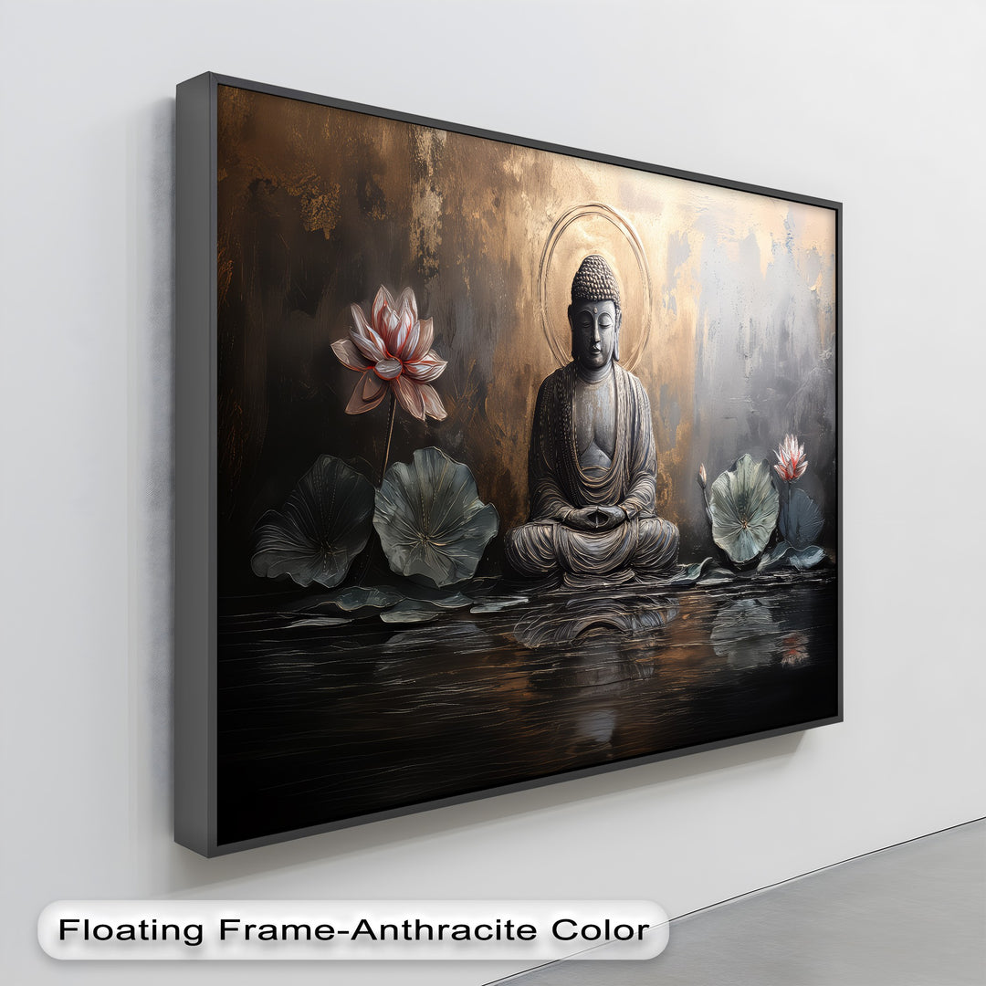 Lotus Tranquility – Seated Buddha Reflection Canvas Print