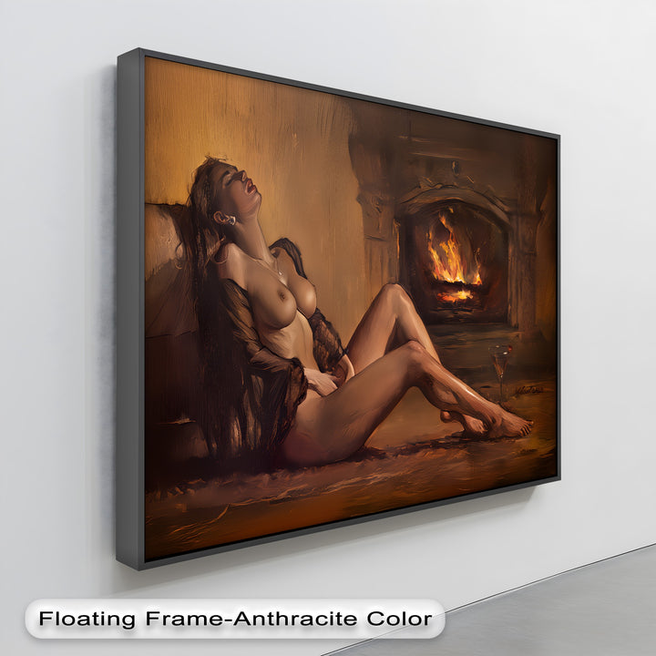 Ember Desire – Erotic Fireplace Nude Canvas Wall Art | Biggest Canvas