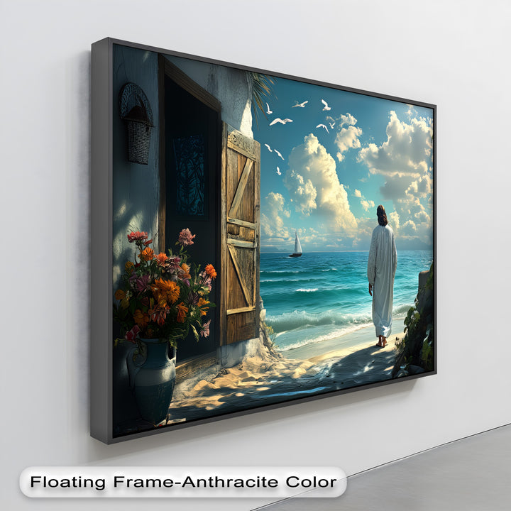 Peace by the Shore – Jesus Walking on the Beach Canvas Print