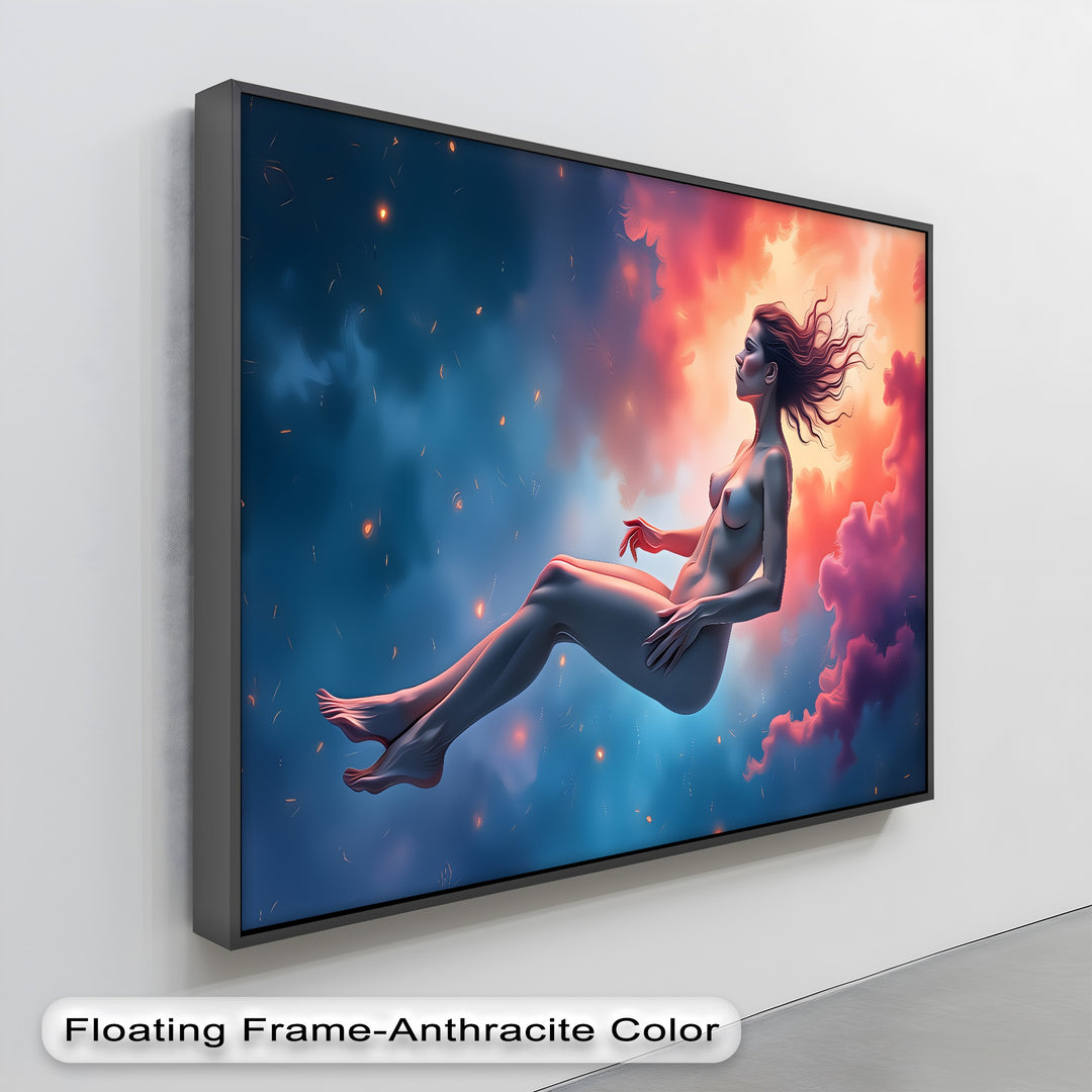 Floating Nude in Cosmos – Erotic Canvas Wall Art | Canvas Wall Decor