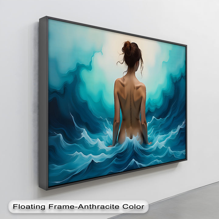 Emerald Tide Nude Woman Back – Erotic Canvas Wall Art | Large Canvas