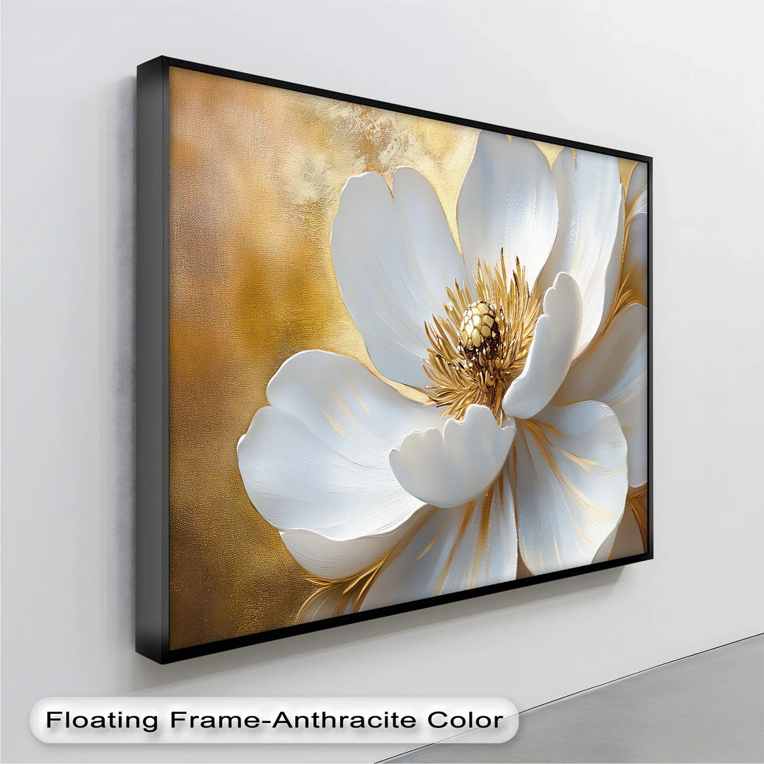 Golden Bloom – White Petal Canvas Print - MyPhotoStation
