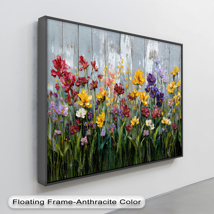 Wild Garden Symphony – Rustic Fence Flower Canvas Print