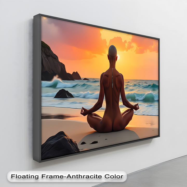 Sunset Zen – Nude Meditation Canvas Wall Art | Framed Artwork