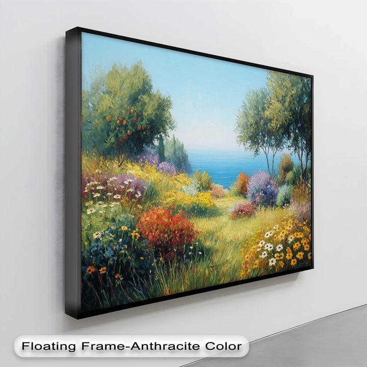 Mediterranean Bloom – Vibrant Floral Seascape Canvas Print - MyPhotoStation
