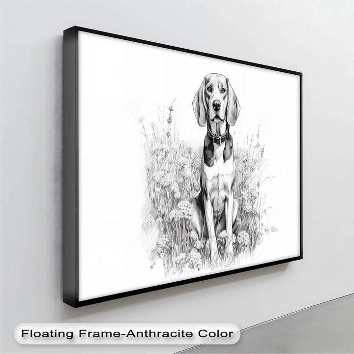 Hound Dog Among Wildflowers Pencil Drawing - Canvas Print - MyPhotoStation
