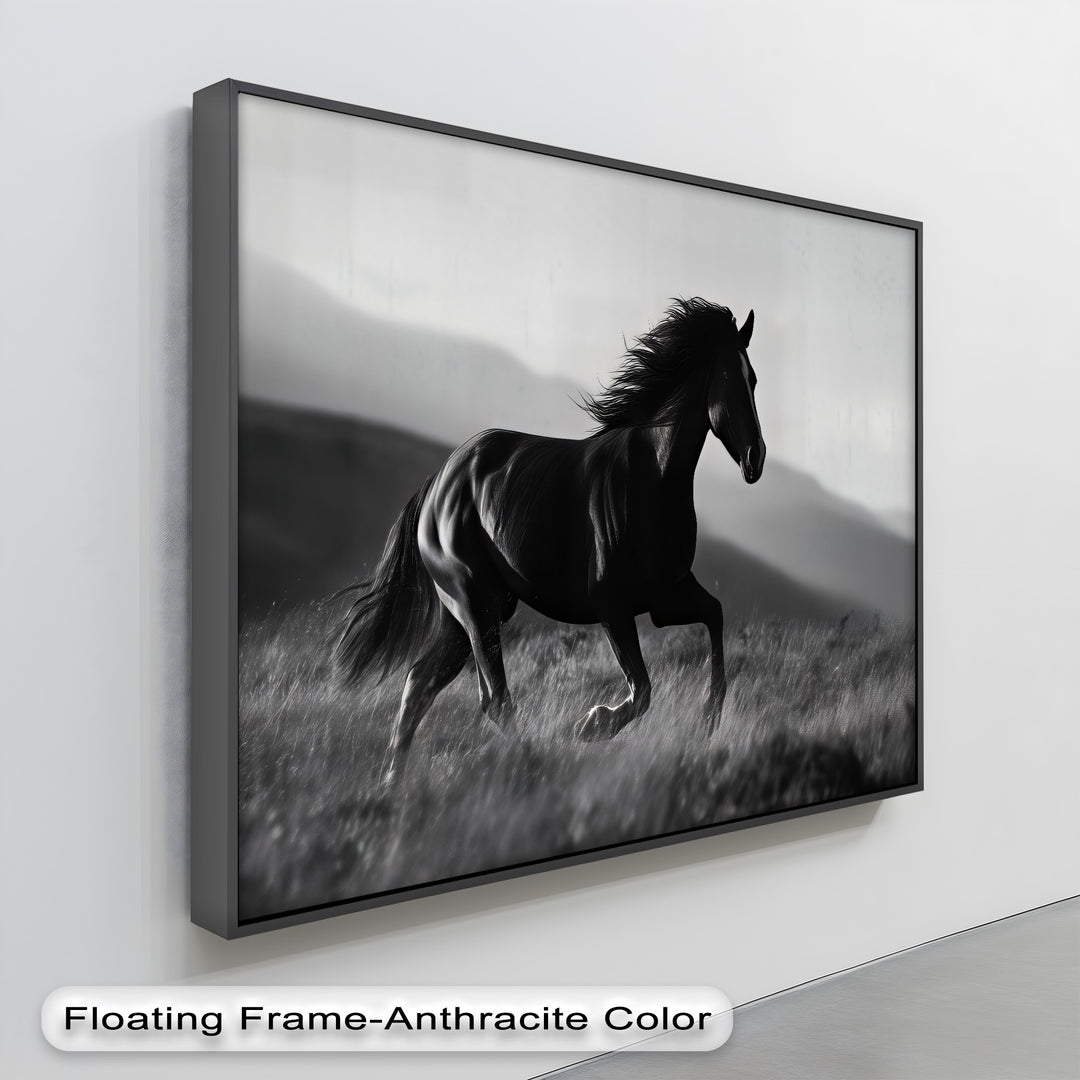 Midnight Gallop – Black Horse in Motion Canvas Print