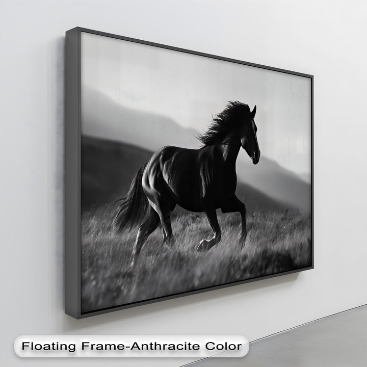 Midnight Gallop – Black Horse in Motion Canvas Print