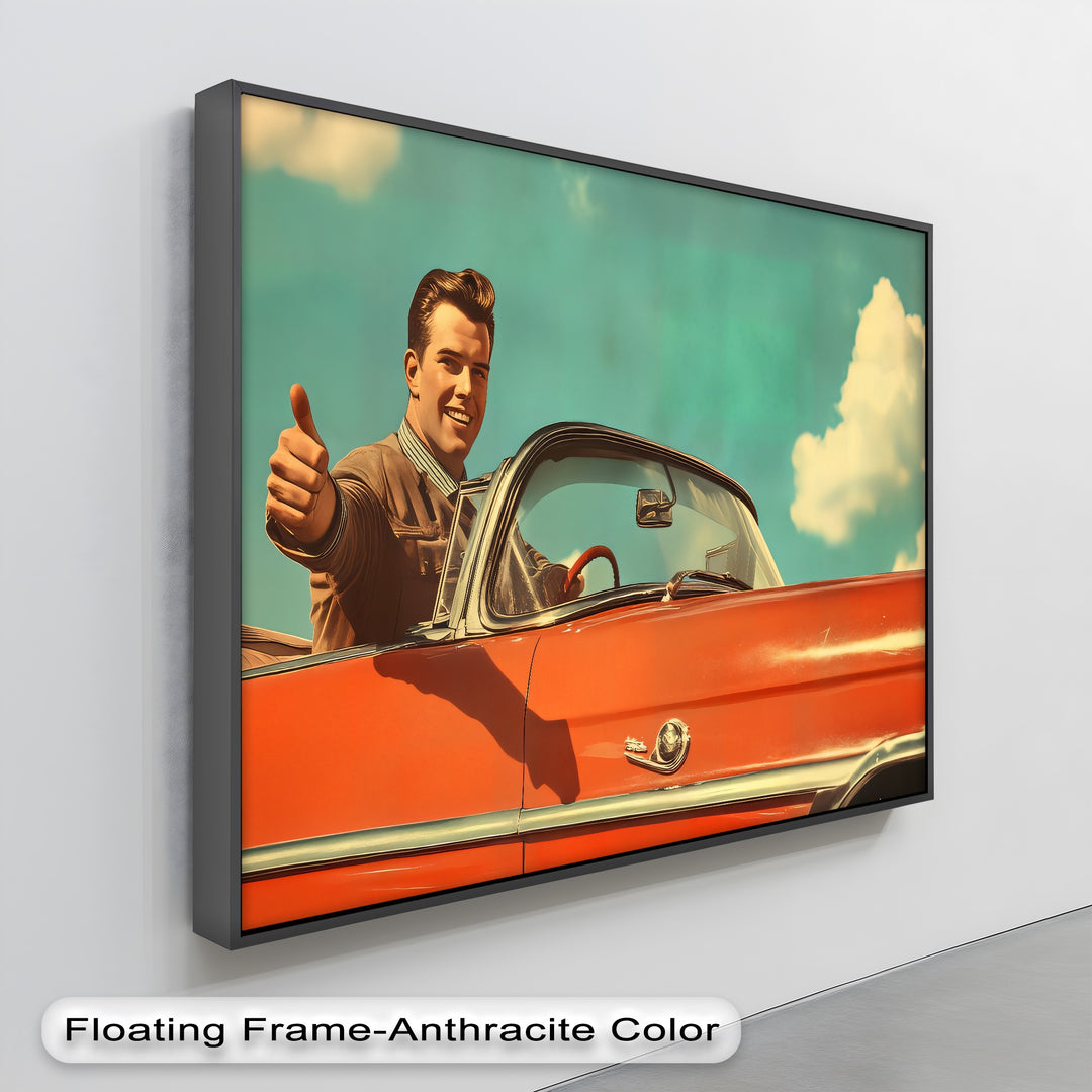 Cruise Control – Retro Convertible Thumbs-Up Canvas Print