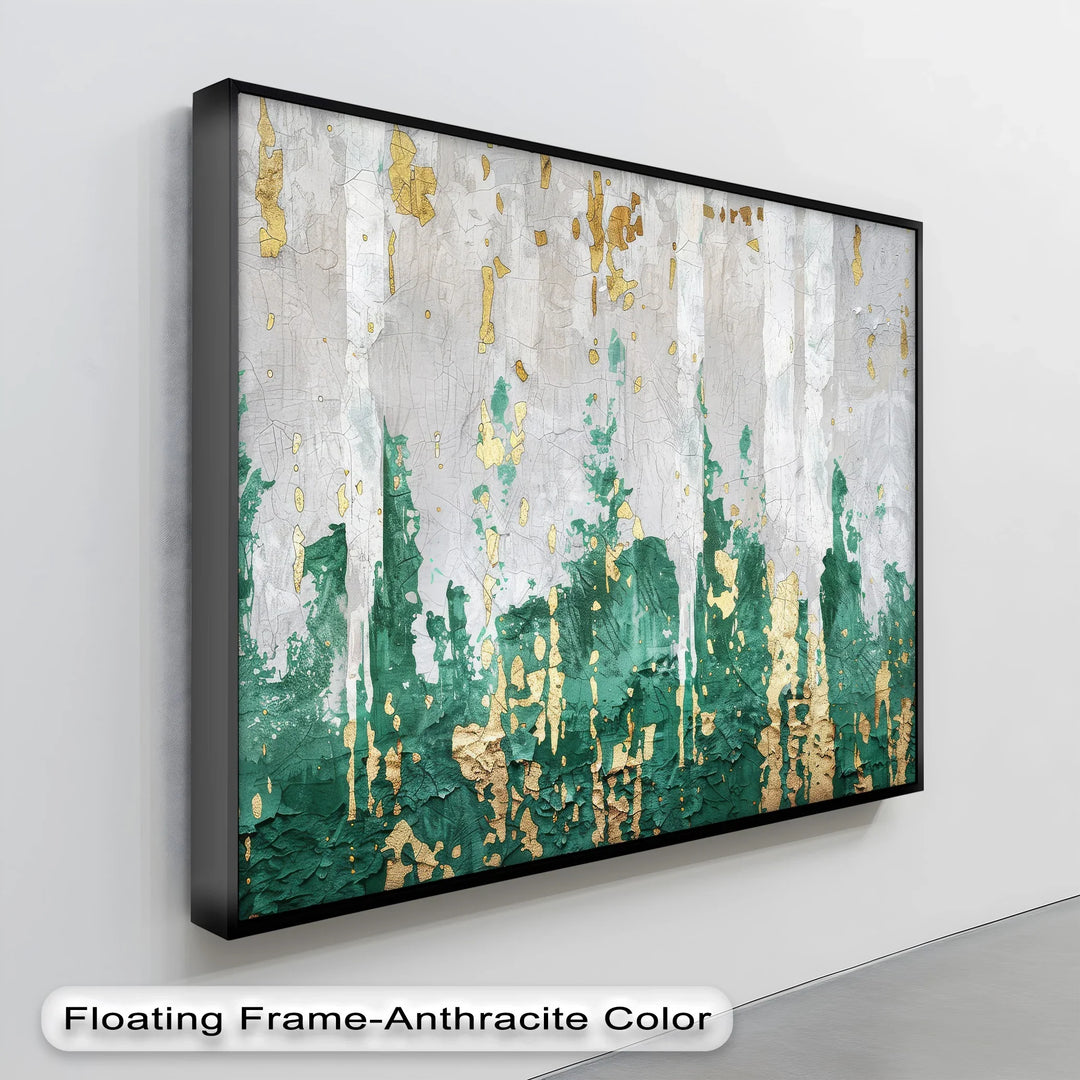 Emerald Fragmentation – Abstract Green and Gold Canvas Print - MyPhotoStation