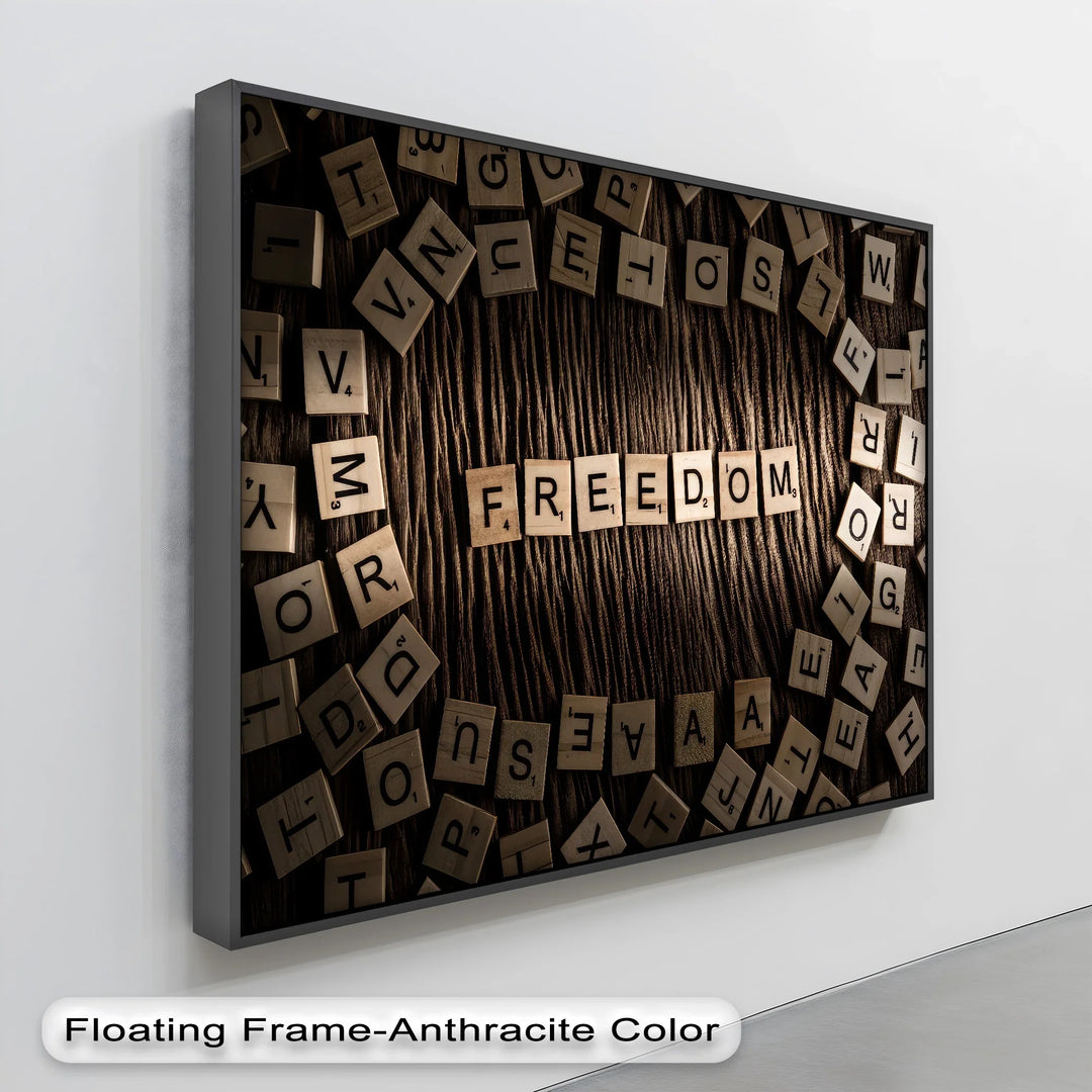 Freedom in Letters – Scrabble-Inspired Motivational Canvas Print