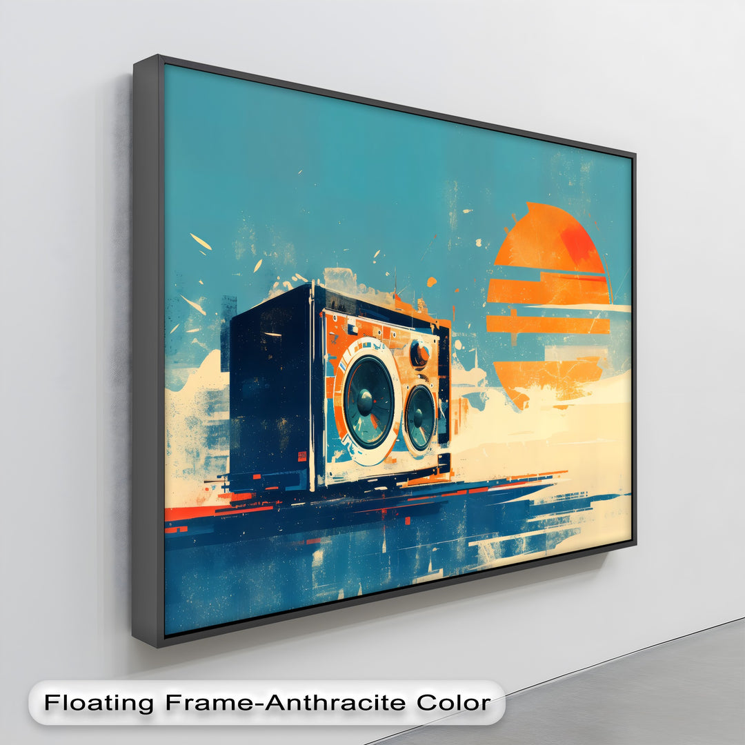 Sunset Soundwaves – Abstract Speaker and Sun Canvas Print