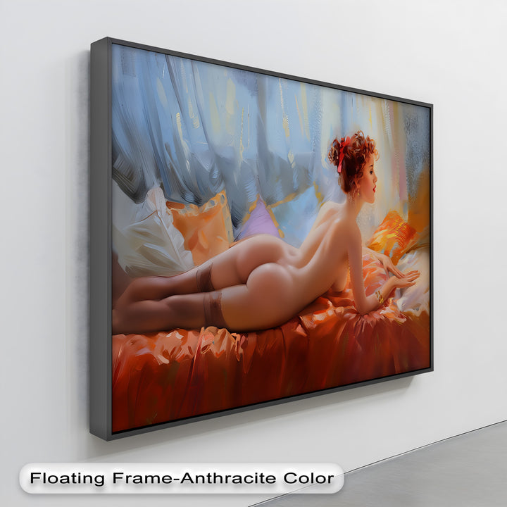 Scarlet Reverie – Nude Woman Canvas Wall Art | Framed Canvas Art