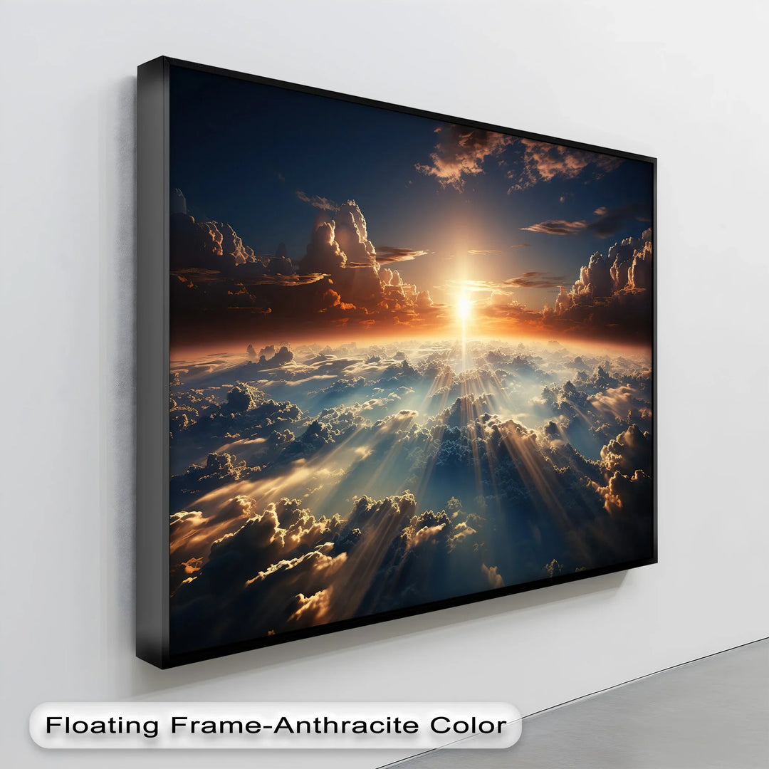 Celestial Sunrise Over the Clouds – Radiant Sky Landscape Canvas Print