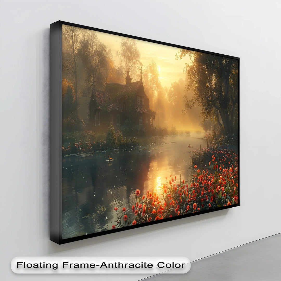 Golden Morning by the River - Landscape Canvas Print